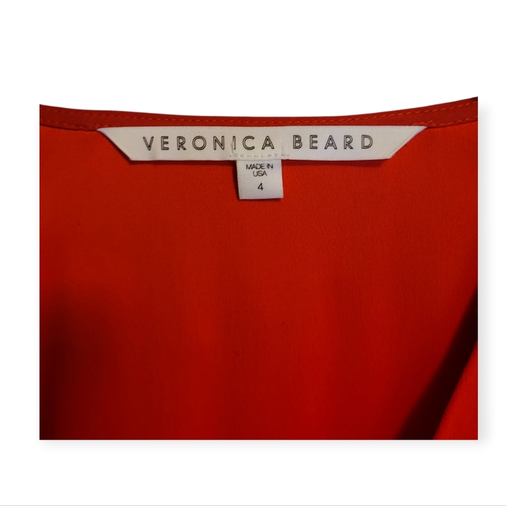 Veronica Beard Odessa Red Ruffle Ruched Long Sleeve Cocktail Mini Dress Size 4 - Picture 7 of 14